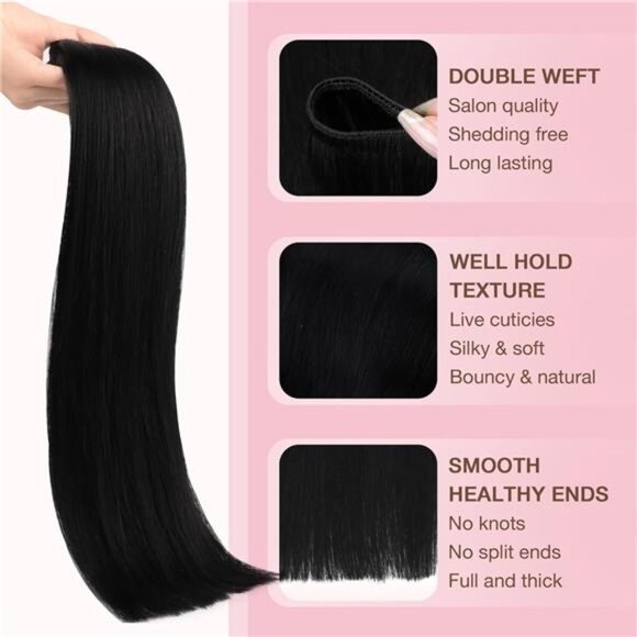 Sew in Hair Extensions Real Human Hair, Weft Hair Extensions Human